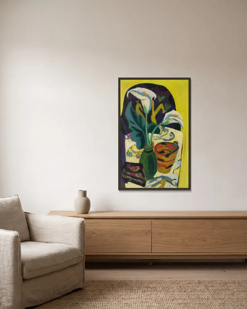 Stilleben mit Kalla von Ernst Ludwig Kirchner gerahmt an einer Wand
