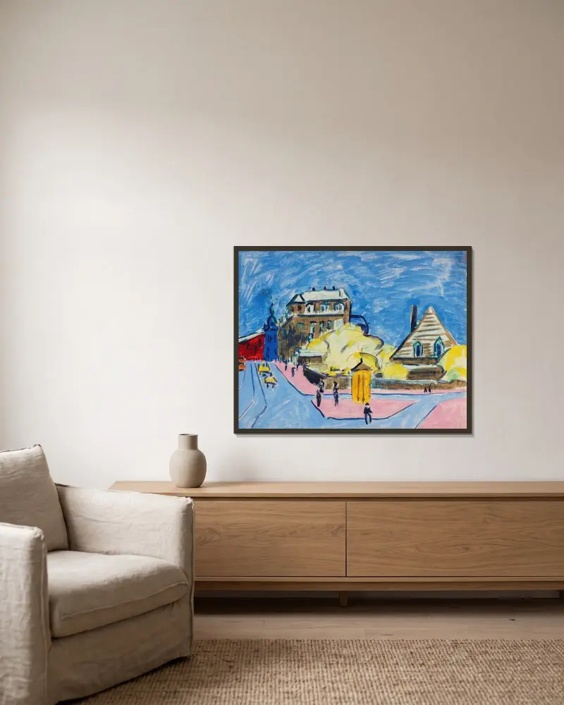 Pouliční scéna (Drážďany), Ernst Ludwig Kirchner v rámu na stěně