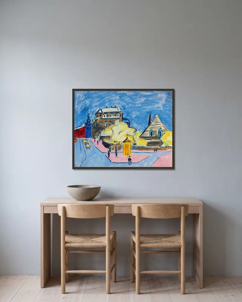 Pouliční scéna (Drážďany), Ernst Ludwig Kirchner v rámu na stěně