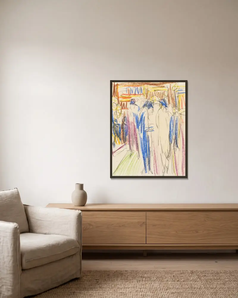 Pouliční scéna (Berlín), 1914 – Nr. 2, Ernst Ludwig Kirchner v rámu na stěně