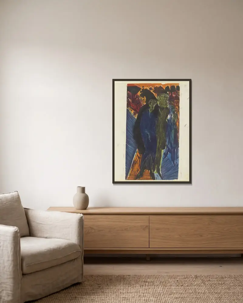 Scena uliczna, 1914 – Nr. 1, Ernst Ludwig Kirchner w ramie na ścianie