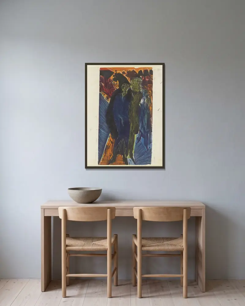 Scena uliczna, 1914 – Nr. 1, Ernst Ludwig Kirchner w ramie na ścianie