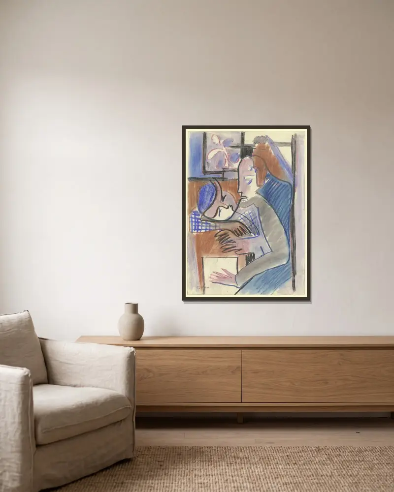 Swiss girl av Ernst Ludwig Kirchner inramad på en vägg