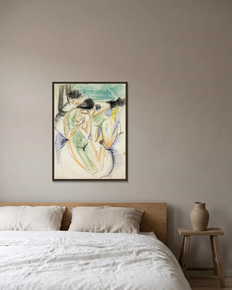 Dvě nahé ženy, Ernst Ludwig Kirchner v rámu na stěně