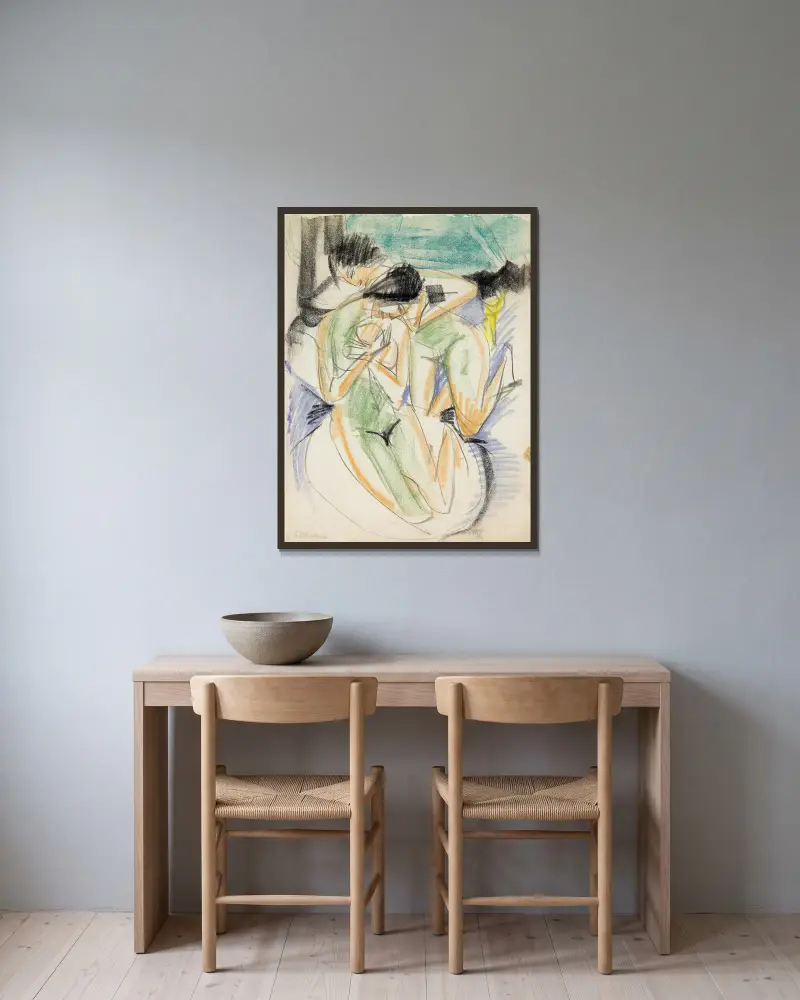 Dvě nahé ženy, Ernst Ludwig Kirchner v rámu na stěně