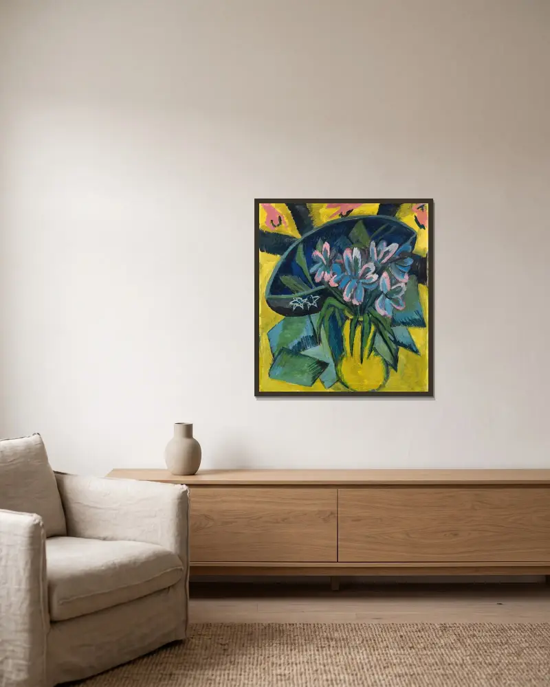 Verblühte Tulpen von Ernst Ludwig Kirchner gerahmt an einer Wand