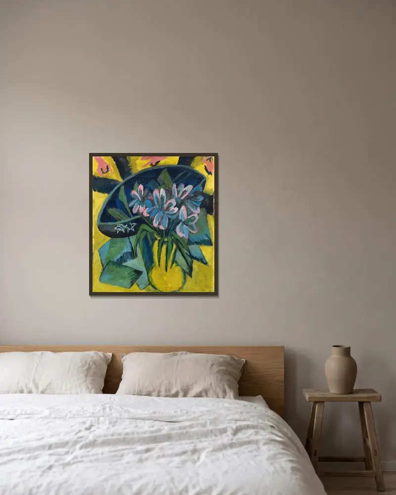 Verblühte Tulpen von Ernst Ludwig Kirchner gerahmt an einer Wand