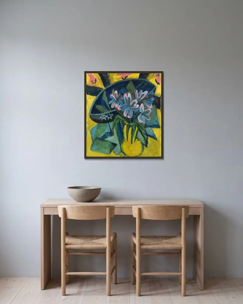 Verblühte Tulpen von Ernst Ludwig Kirchner gerahmt an einer Wand