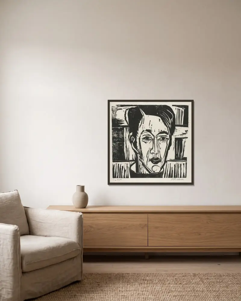 Wehrlin, Frontalansicht von Ernst Ludwig Kirchner gerahmt an einer Wand
