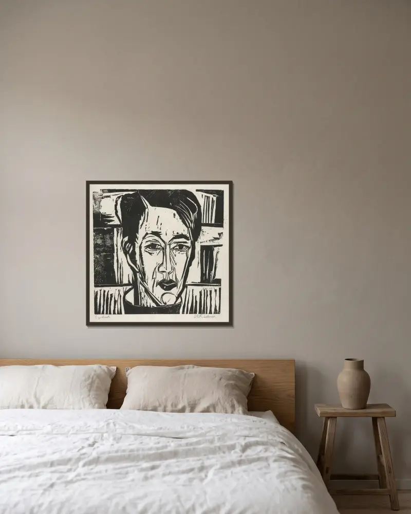Wehrlin, Frontalansicht von Ernst Ludwig Kirchner gerahmt an einer Wand