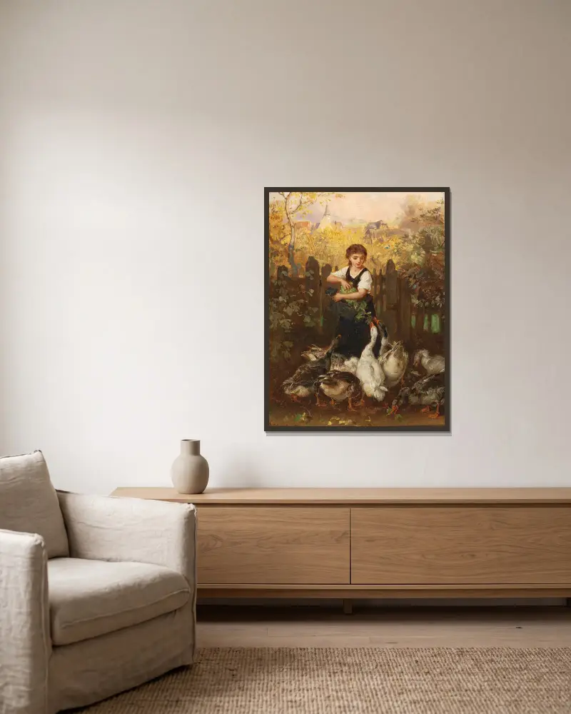 Kuchen zur Teestunde von Ludwig Knaus gerahmt an einer Wand