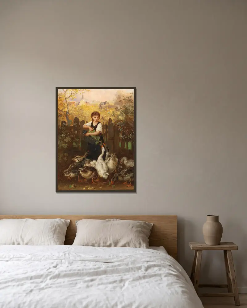 Kuchen zur Teestunde von Ludwig Knaus gerahmt an einer Wand