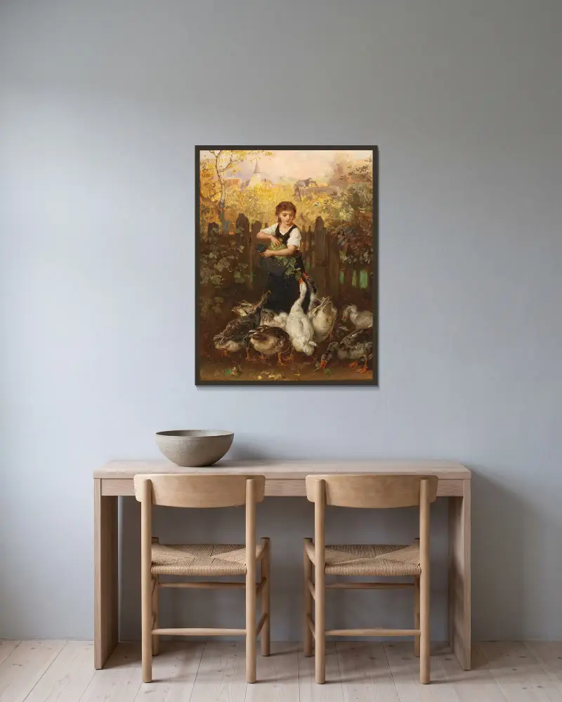 Kuchen zur Teestunde von Ludwig Knaus gerahmt an einer Wand
