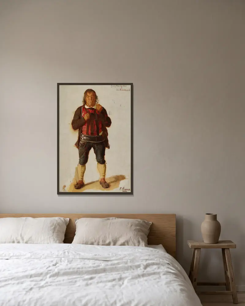 Portrait of Georg Lanthaler, St. Leonhard av Ludwig Knaus inramad på en vägg