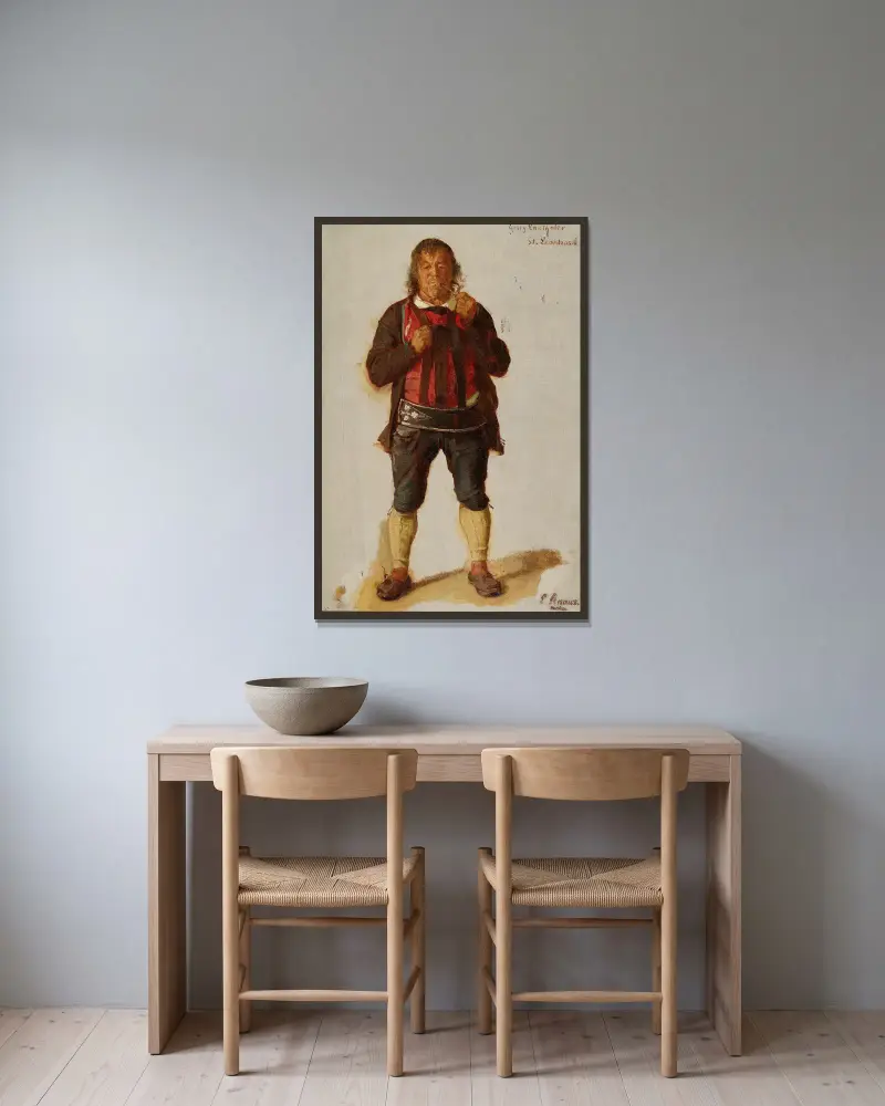 Portrait of Georg Lanthaler, St. Leonhard av Ludwig Knaus inramad på en vägg