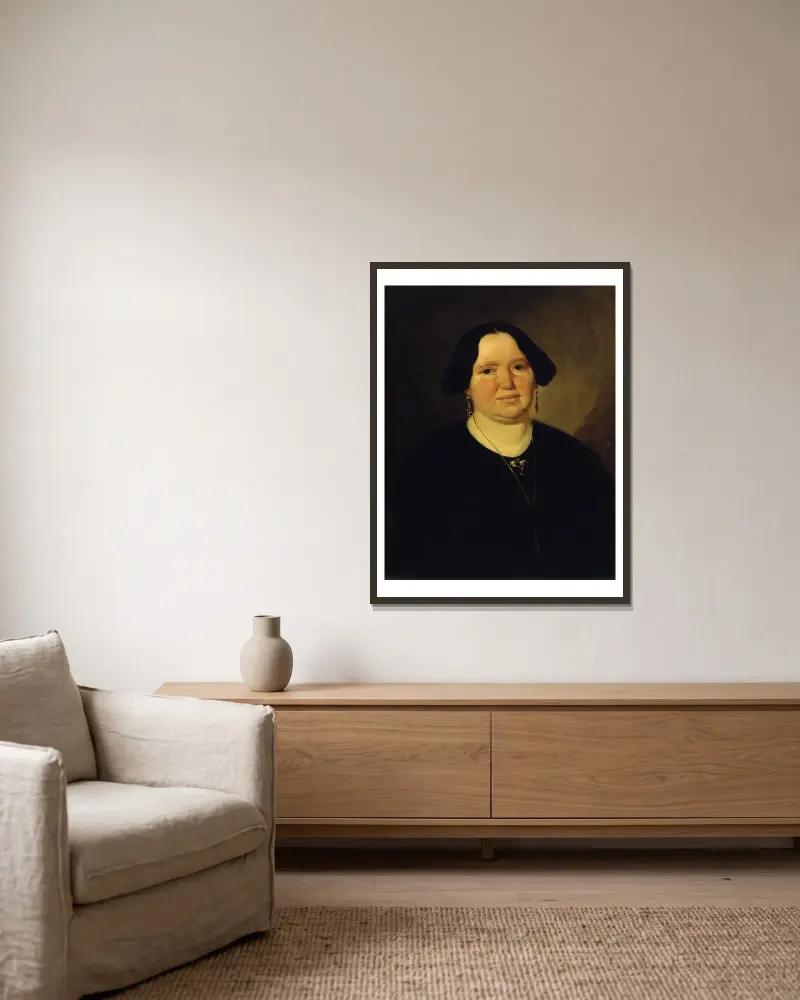 Portrait of Mrs. Müller av Ludwig Knaus inramad på en vägg