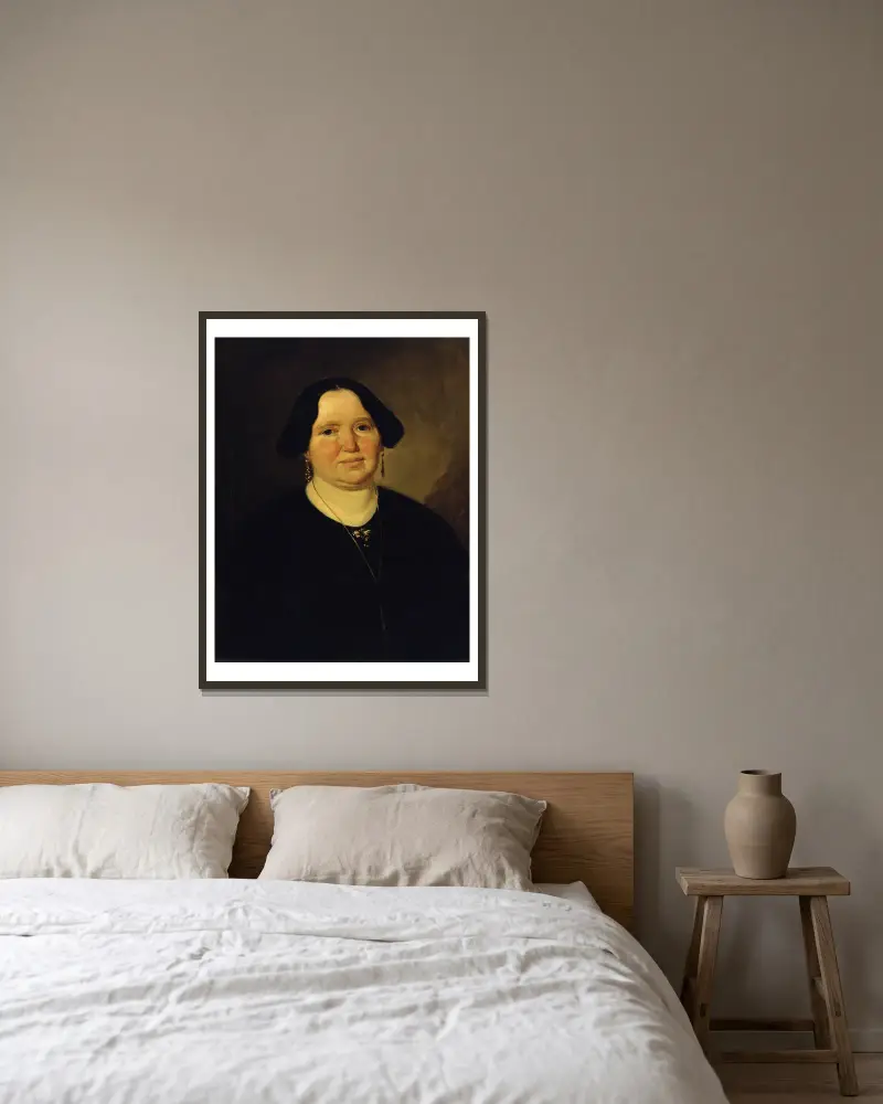 Portrait of Mrs. Müller av Ludwig Knaus inramad på en vägg