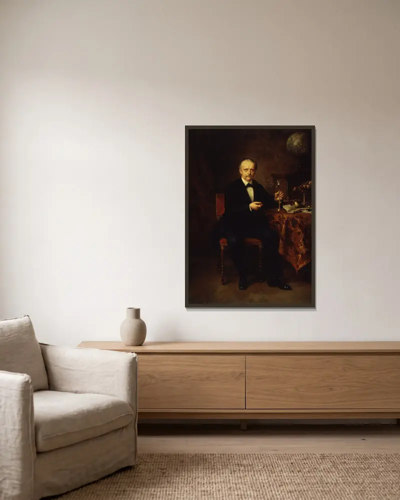 Portrait of the Physicist Hermann von Helmholtz av Ludwig Knaus inramad på en vägg