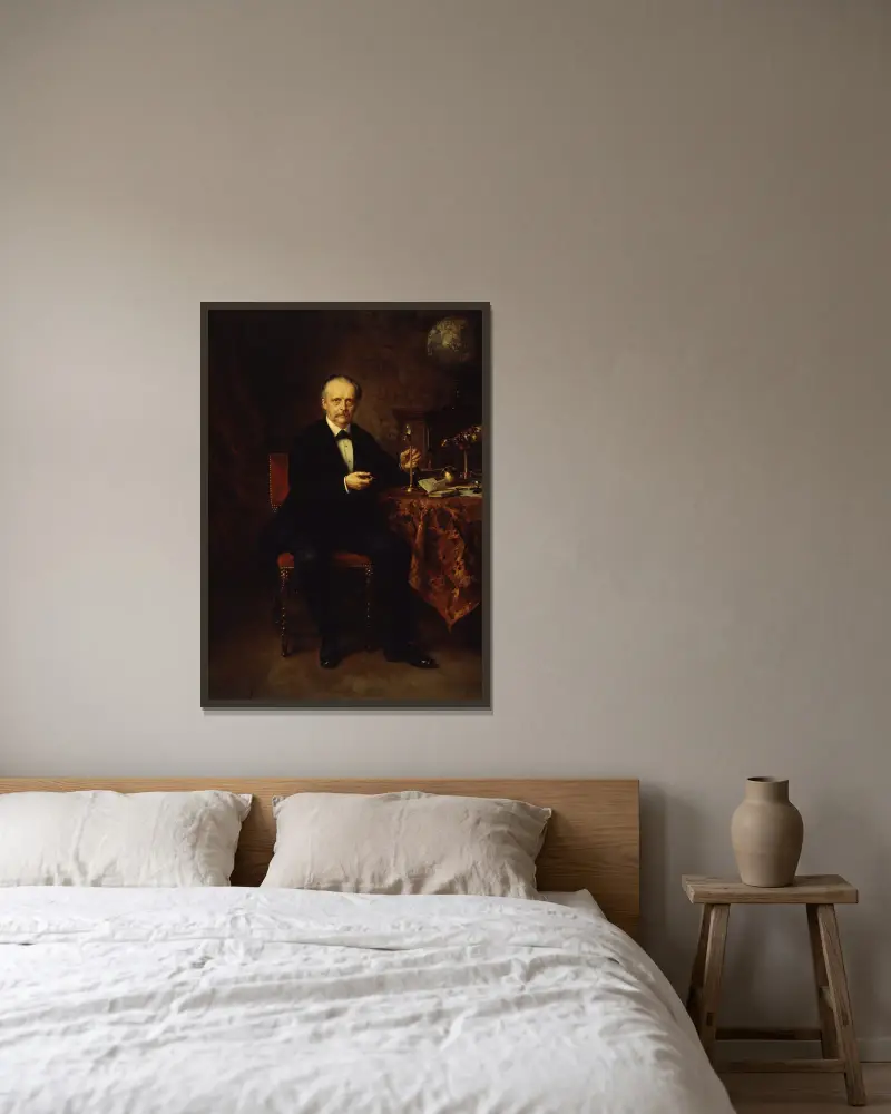 Portrait of the Physicist Hermann von Helmholtz av Ludwig Knaus inramad på en vägg