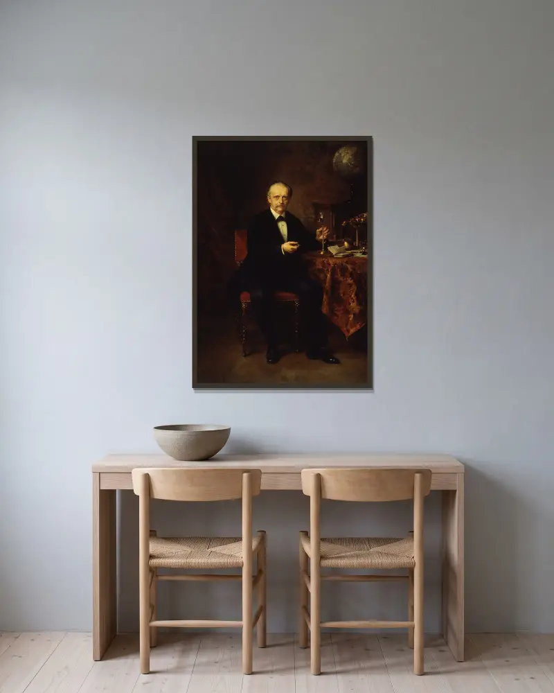 Portrait of the Physicist Hermann von Helmholtz av Ludwig Knaus inramad på en vägg