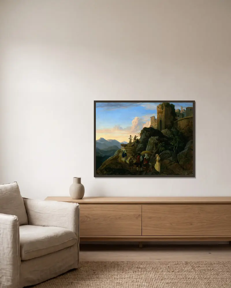 Civitella (Abend) von Adrian Ludwig Richter gerahmt an einer Wand