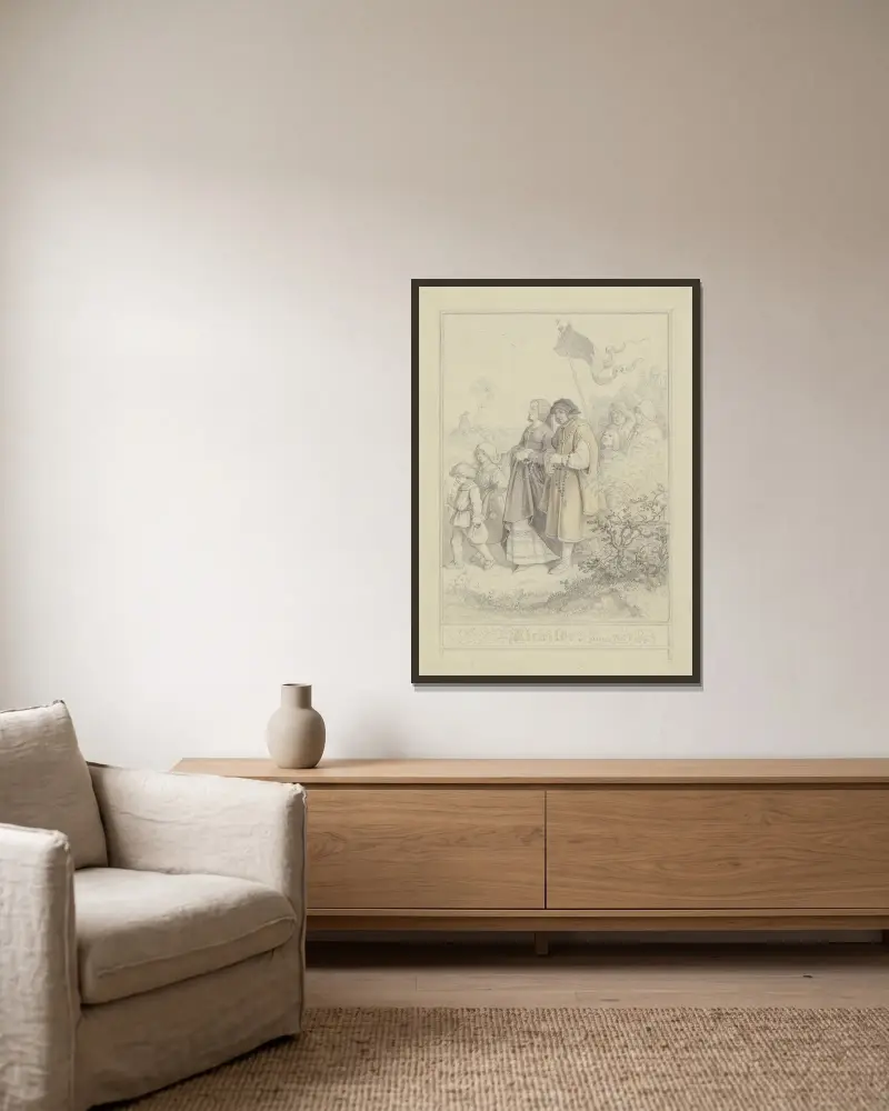 Richilde von Adrian Ludwig Richter gerahmt an einer Wand