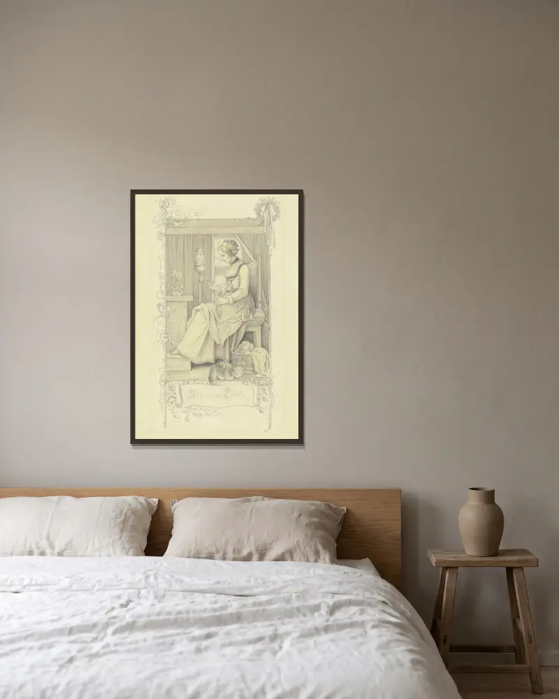 Stille Liebe von Adrian Ludwig Richter gerahmt an einer Wand