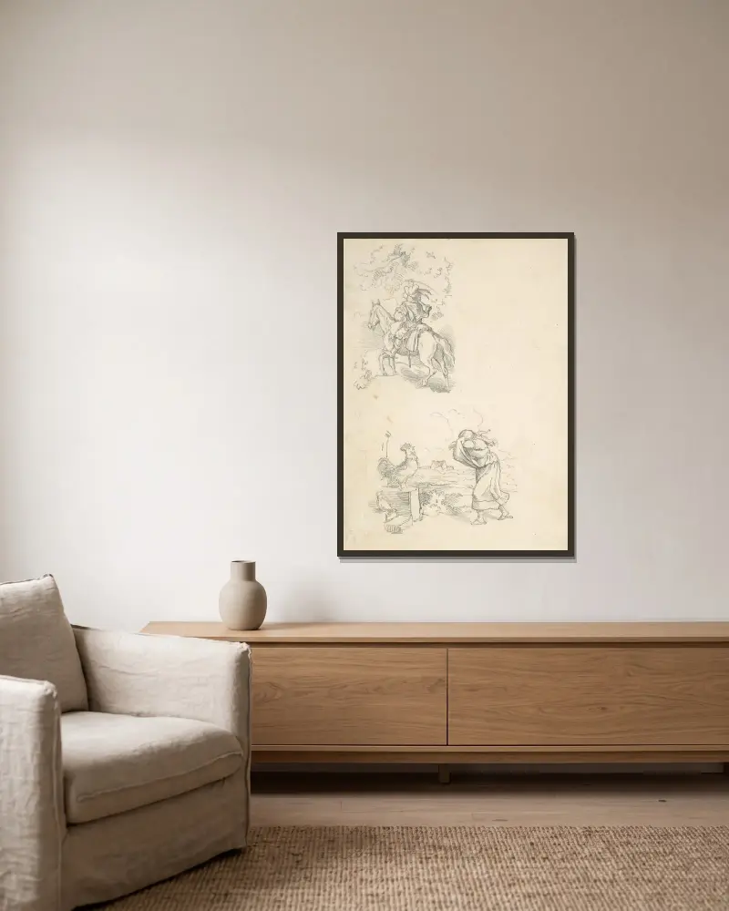 Two Designs for Illustration, Adrian Ludwig Richter v rámu na stěně