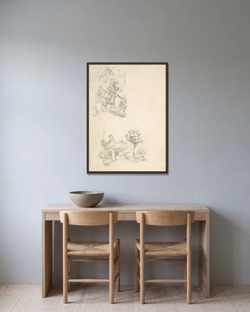 Two Designs for Illustration, Adrian Ludwig Richter v rámu na stěně
