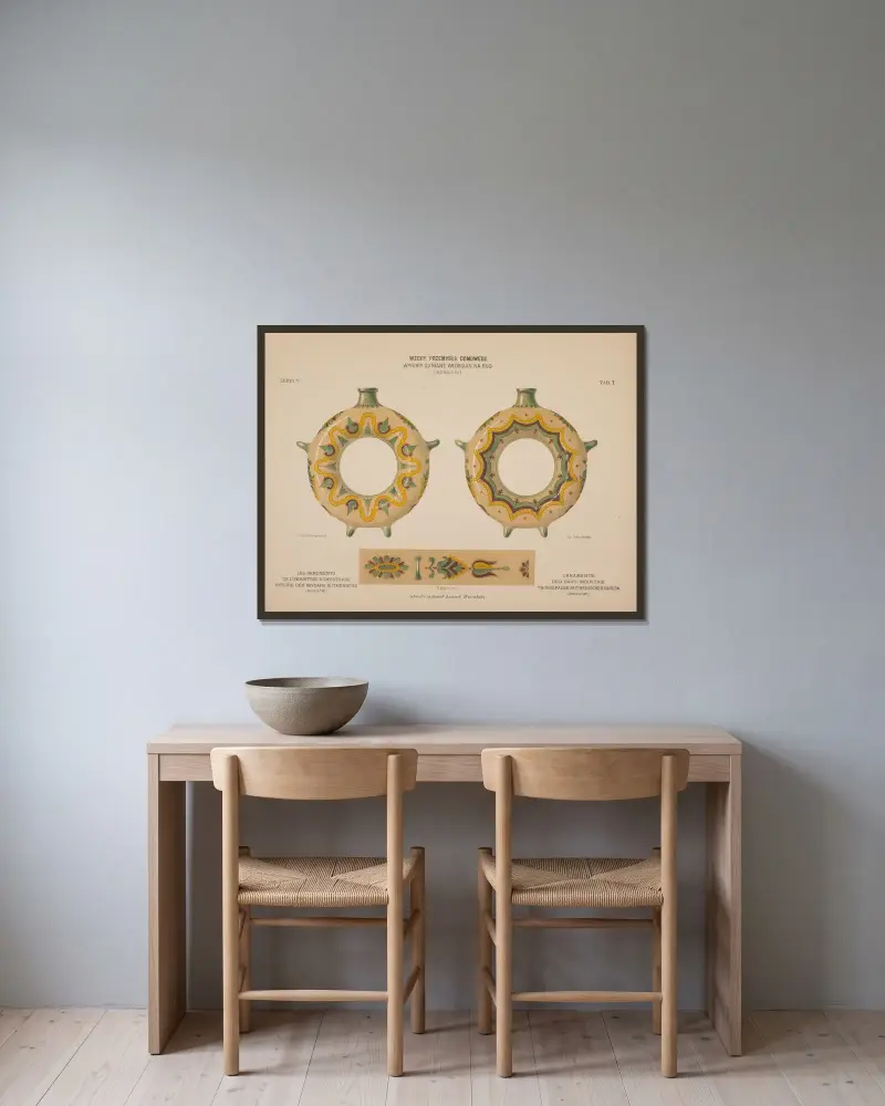 Les ornements de l’industrie domestique – Poterie des paysans Rutheniens Pl.08 av Ludwik Wierzbicki inramad på en vägg