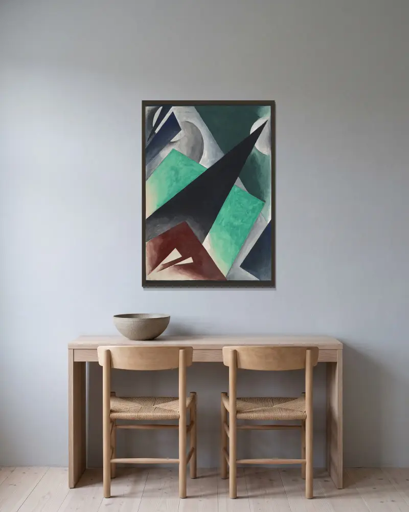 Malerische Architektonik, 1918 – Nr. 2 von Lyubov Popova gerahmt an einer Wand