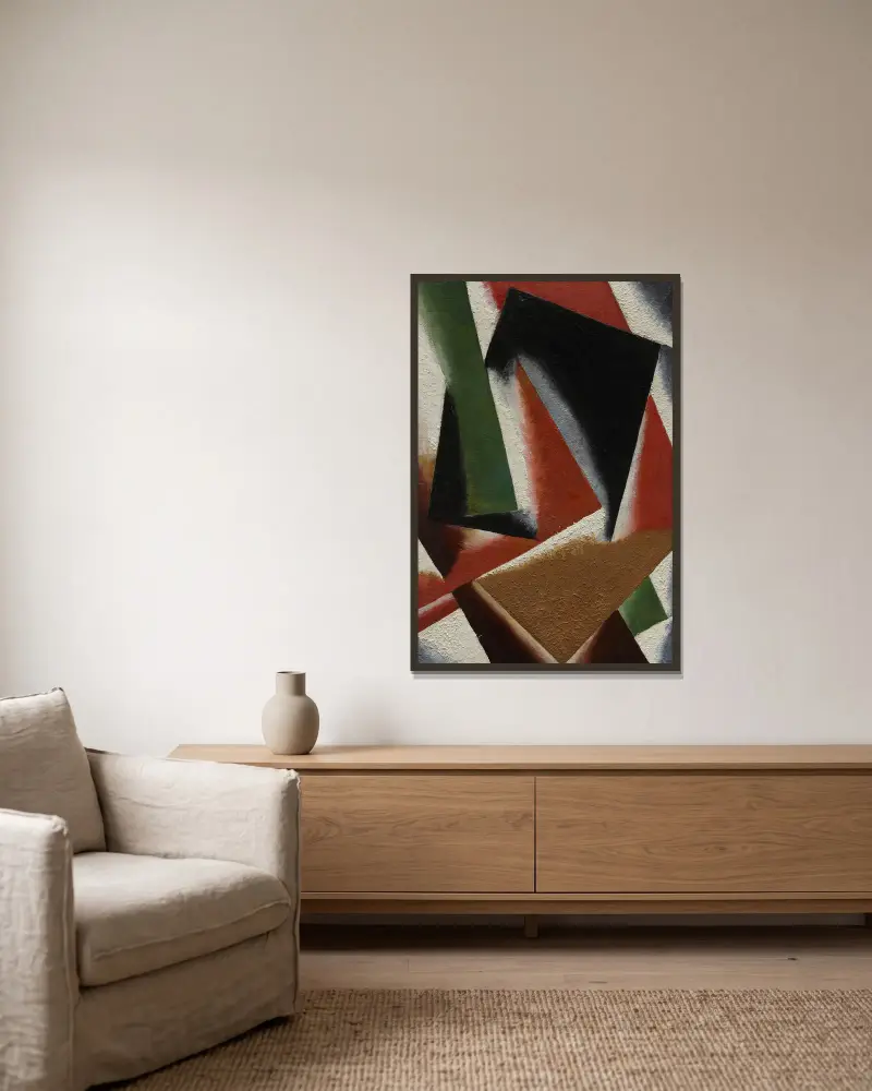 Malerische Architektonik von Lyubov Popova gerahmt an einer Wand