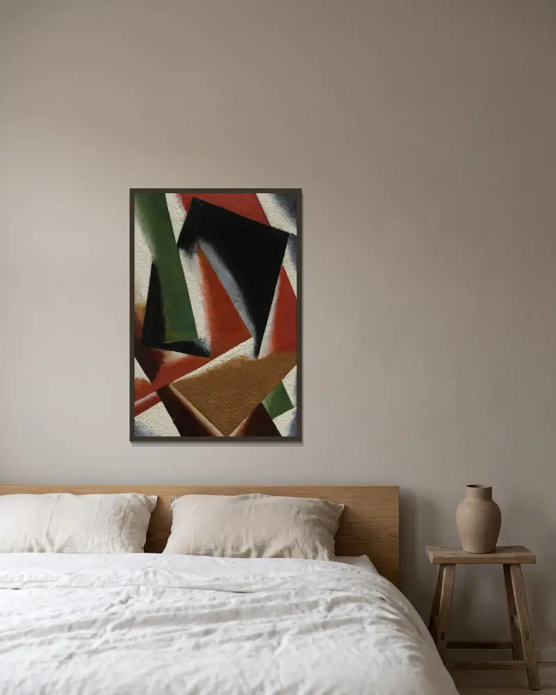Malerische Architektonik von Lyubov Popova gerahmt an einer Wand
