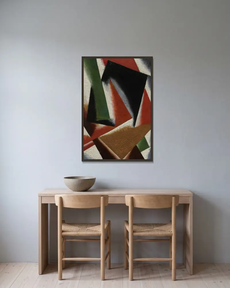 Malerische Architektonik von Lyubov Popova gerahmt an einer Wand