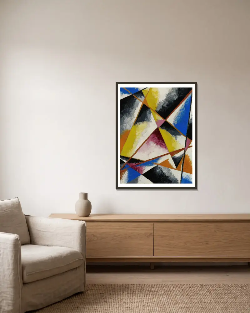 Ohne Titel (Kompositionen), 1916 von Lyubov Popova gerahmt an einer Wand