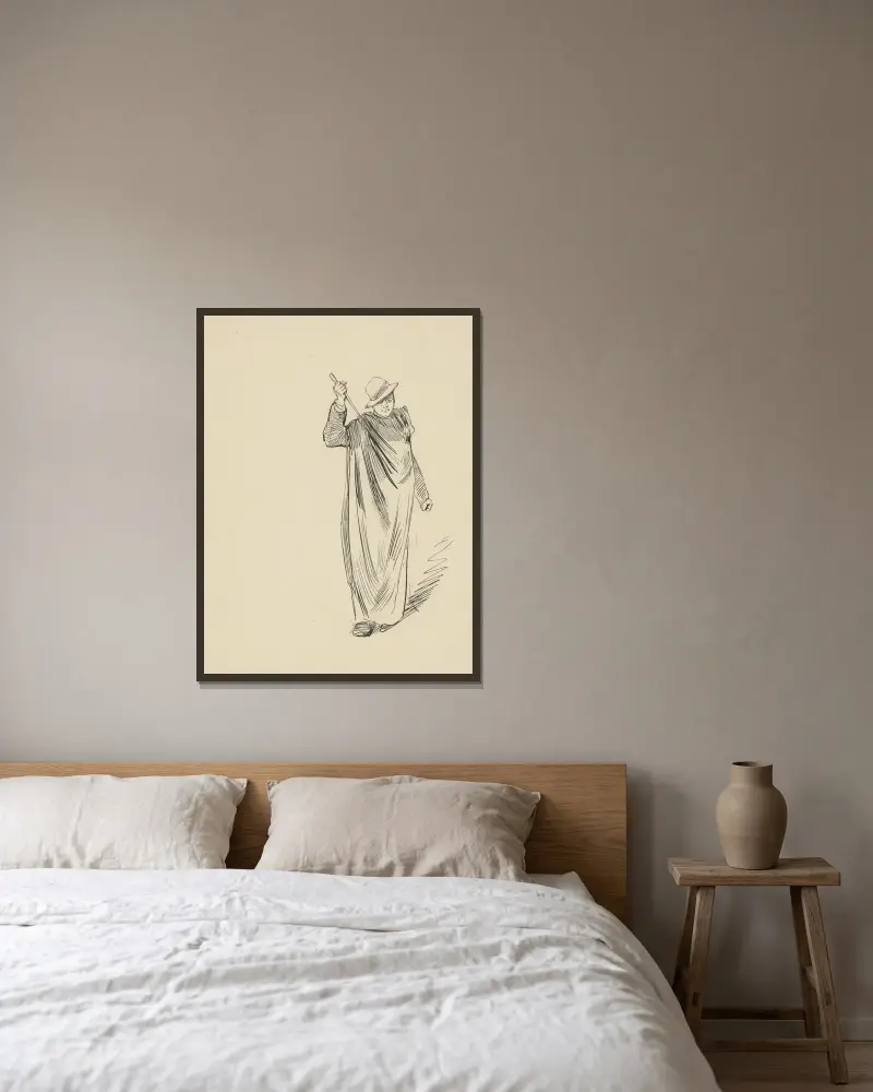 Mann mit Stichwaffe von Hendrik Maarten Krabbé gerahmt an einer Wand