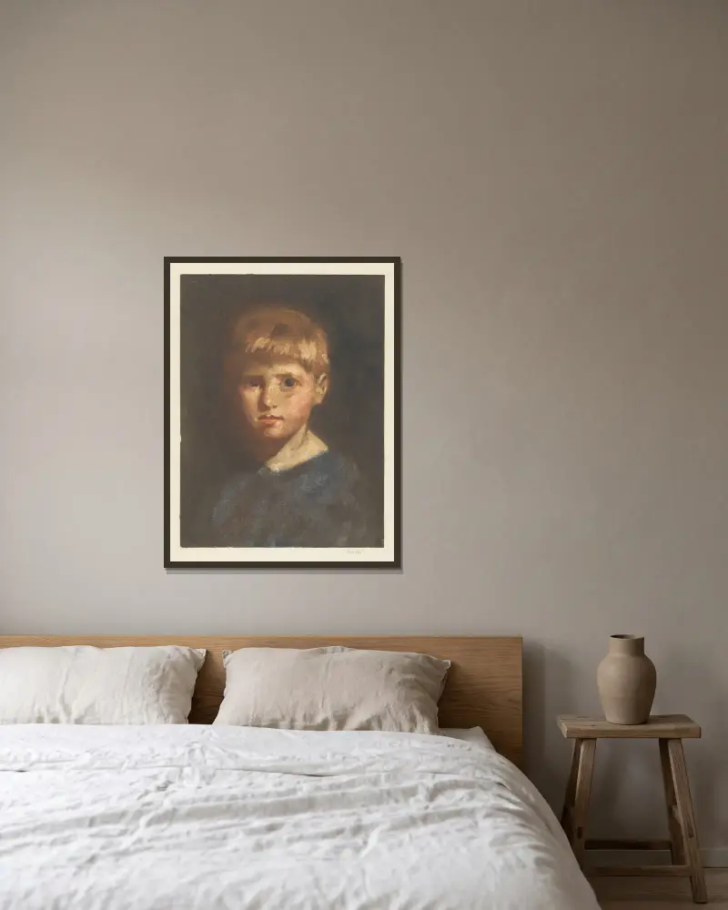 Portrait of a boy, 1878 – nr 2 av Hendrik Maarten Krabbé inramad på en vägg