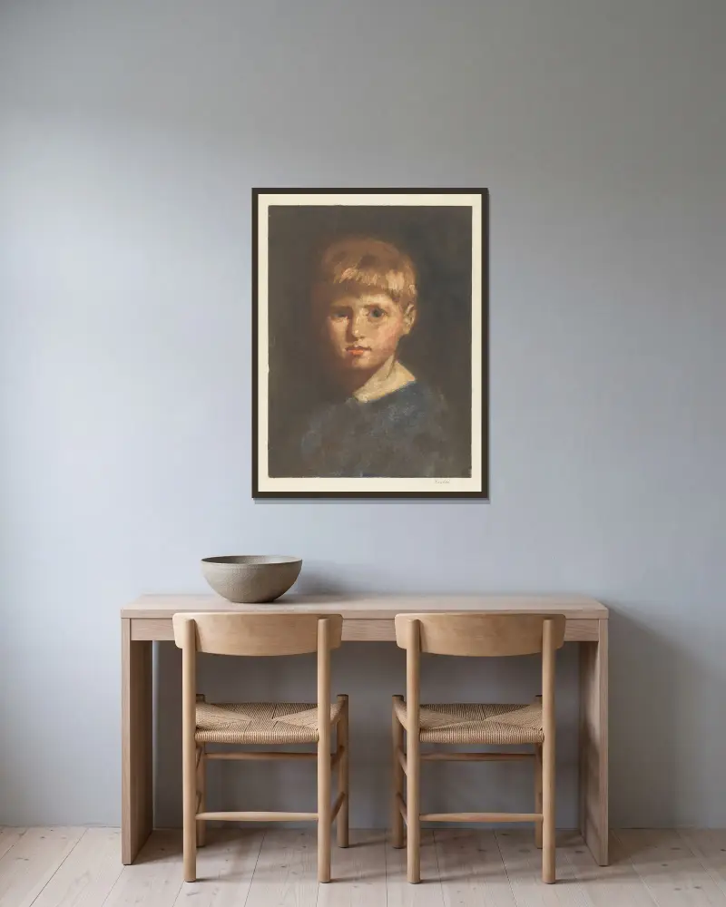 Portrait of a boy, 1878 – nr 2 av Hendrik Maarten Krabbé inramad på en vägg