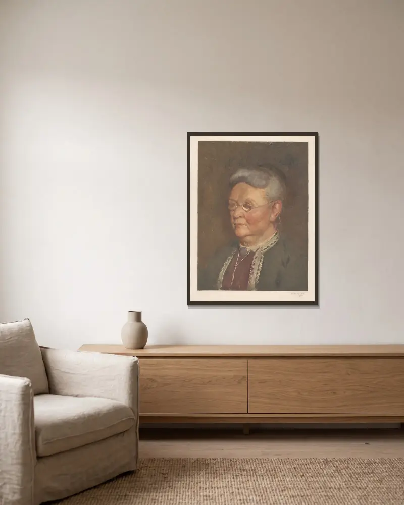 Portrait of an old lady av Hendrik Maarten Krabbé inramad på en vägg