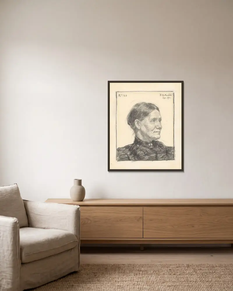 Porträtt av Mrs. Parnemann av Hendrik Maarten Krabbé inramad på en vägg