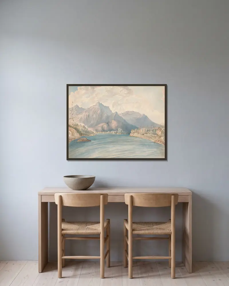 Harrisonflodens mynning, en gren av Fraserfloden av James Madison Alden inramad på en vägg