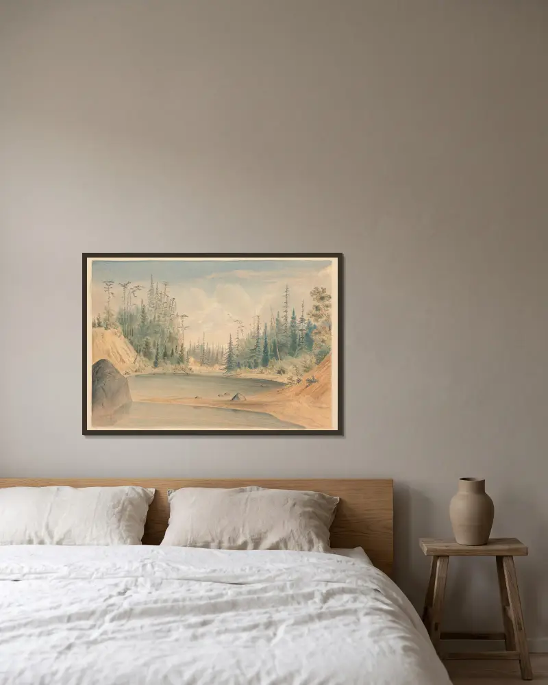 Nanaimo River, Vancouvers Island av James Madison Alden inramad på en vägg