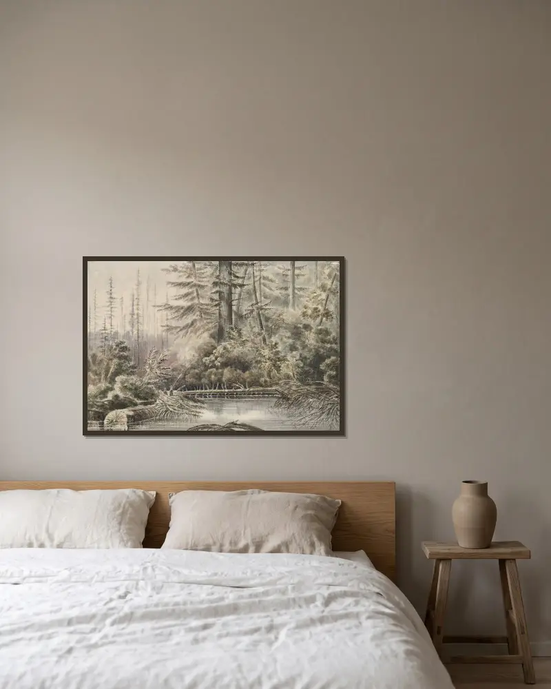 Nära Bellingham Bay, Washington Territory av James Madison Alden inramad på en vägg