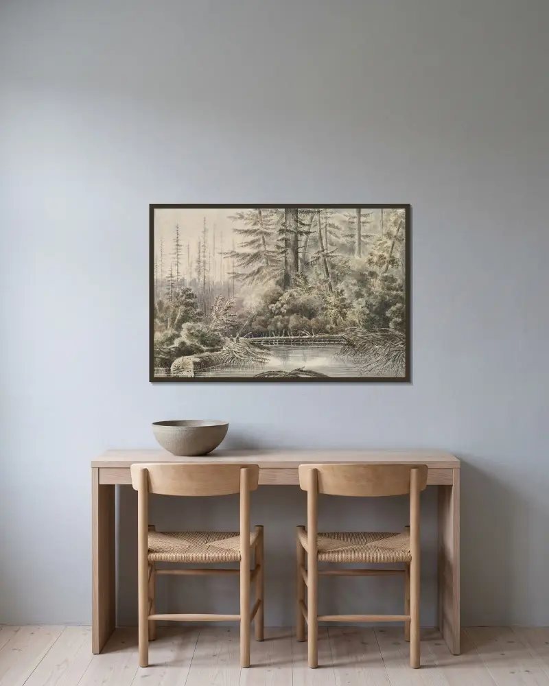 Nära Bellingham Bay, Washington Territory av James Madison Alden inramad på en vägg