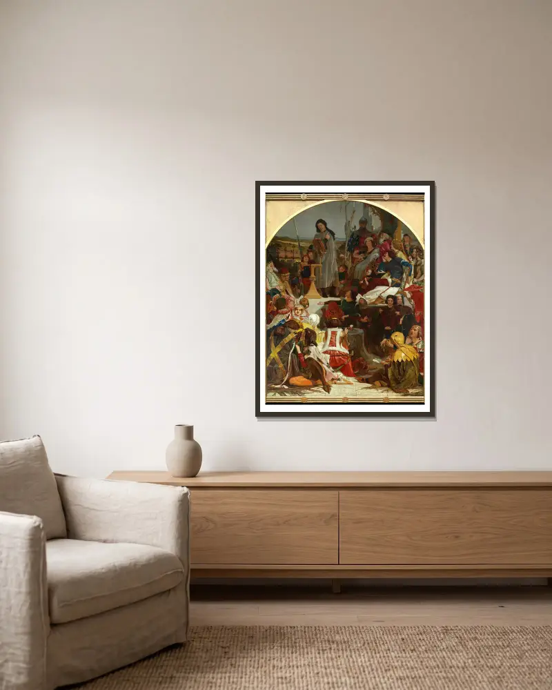 Chaucer vid Edvard III:s hov av Ford Madox Brown inramad på en vägg