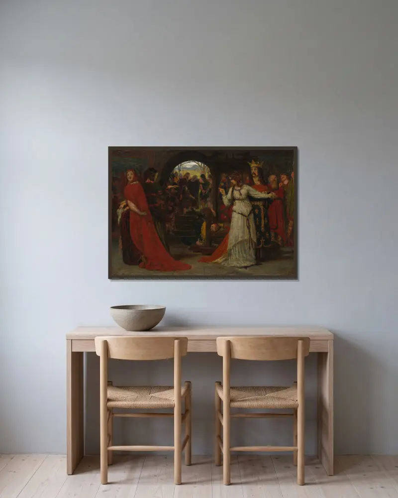 Cordelia Parting from her Sisters av Ford Madox Brown inramad på en vägg