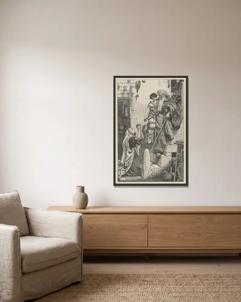 Eliasz i syn wdowy, 1865, Ford Madox Brown w ramie na ścianie
