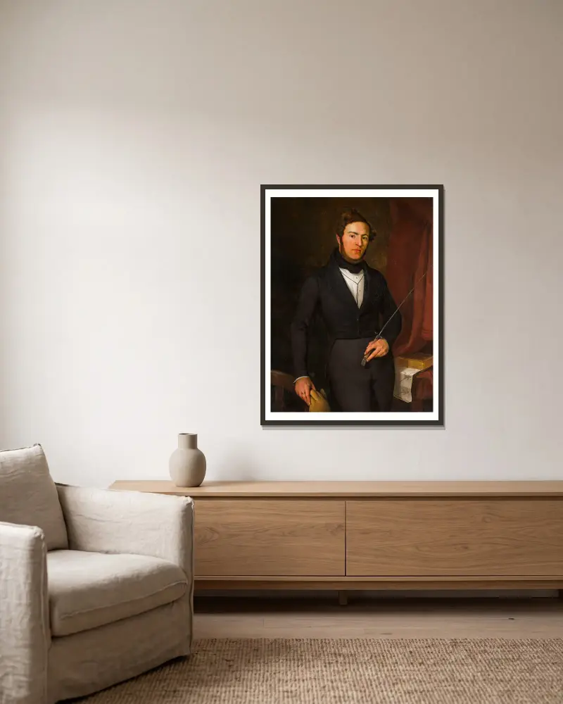 Portrait of Armand Lateur av Ford Madox Brown inramad på en vägg