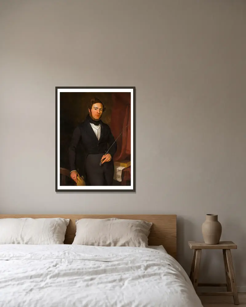Portrait of Armand Lateur av Ford Madox Brown inramad på en vägg