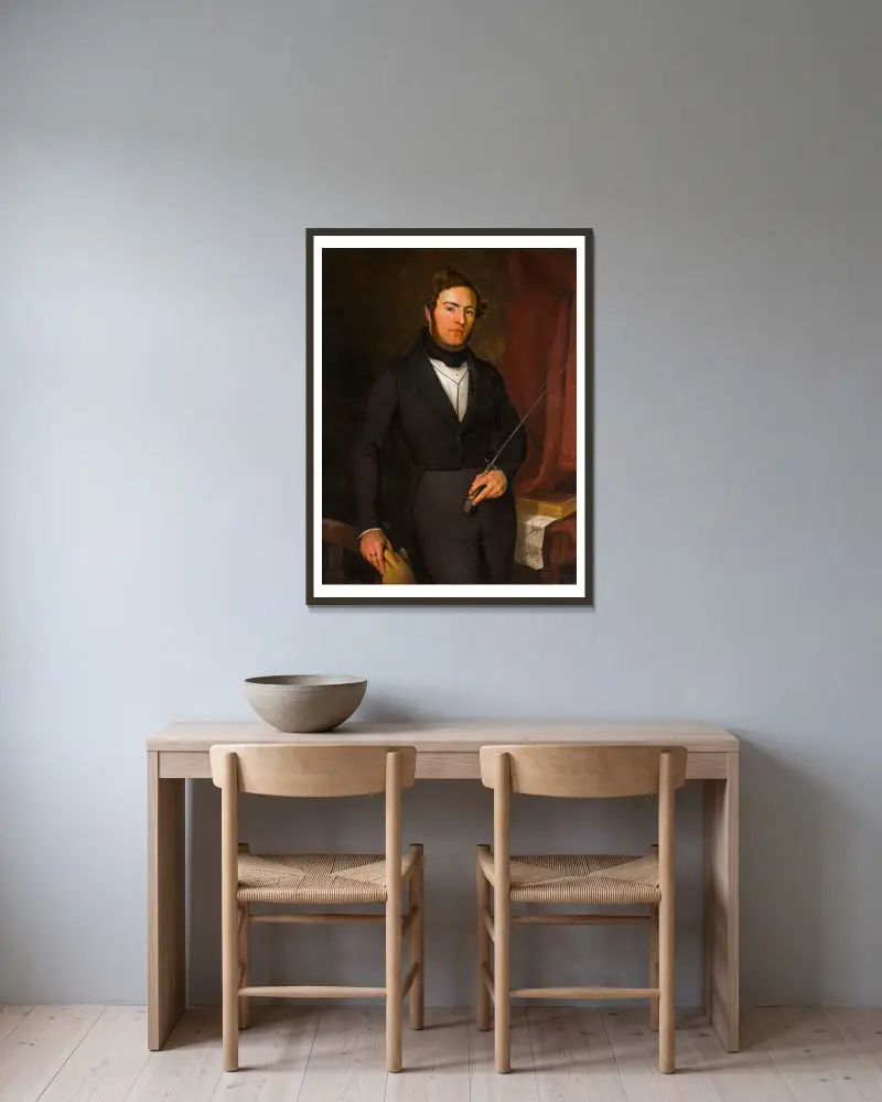 Portrait of Armand Lateur av Ford Madox Brown inramad på en vägg